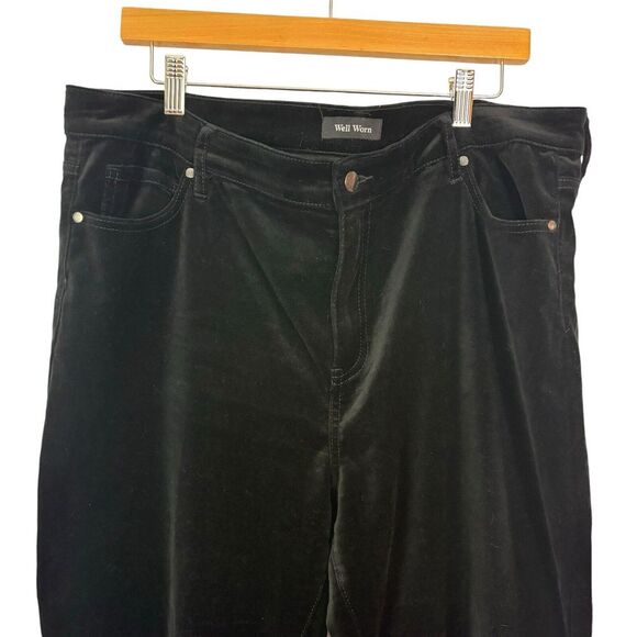 Well Worn Women's High Rise Luxe Velvet Tapered Pants Black Size 16 - Picture 4 of 10